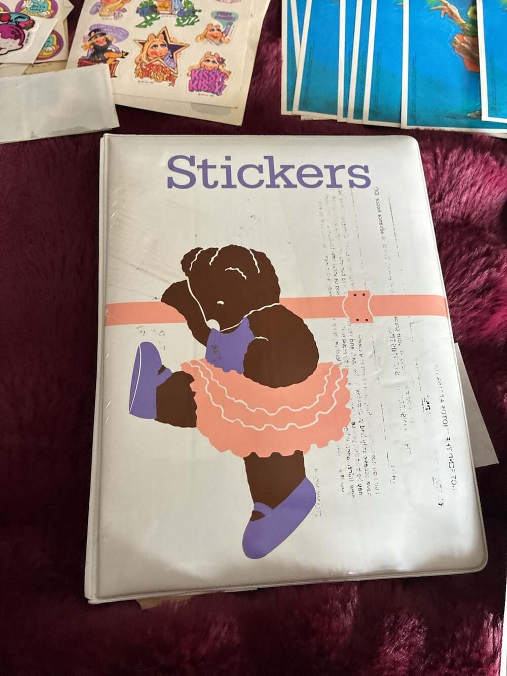 Vtg 1980s Ballerina Bear Sticker Album w/ Assorted Vtg Puffy Stickers A792